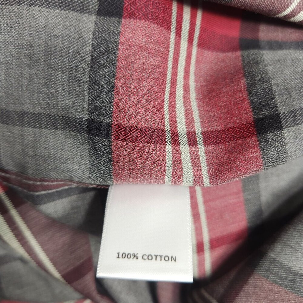Murano Men's Size L Shirt  London Collection Slim Fit gray/red plaid casual -(28 - Picture 8 of 11